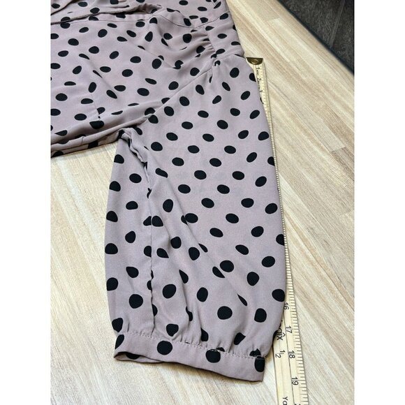 Torrid Top Women 1X Polka Dot Blouse Blush Pink Black Tie Front Georgette Shirt - Picture 10 of 12